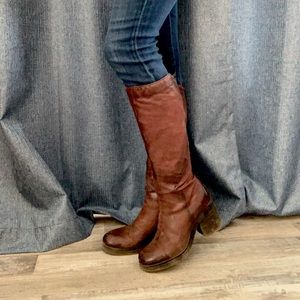 Leather knee high boots